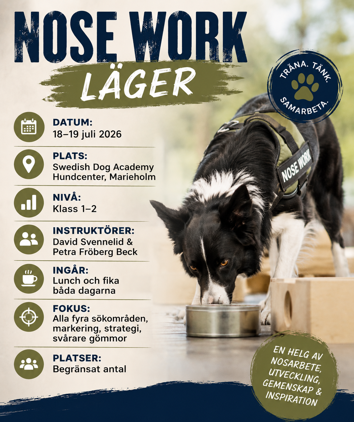 Nose Work-läger 2026 – Klass 1–2 | 18–19 juli